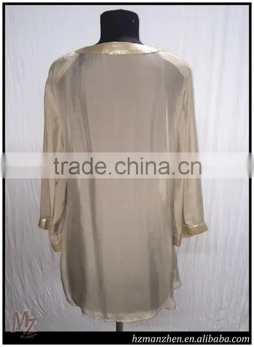 2016 New fashion pure color silk women blouse