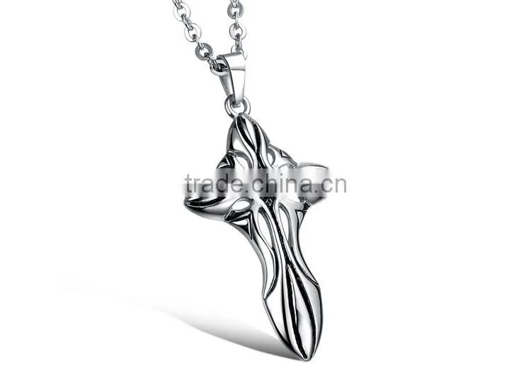 2016 Hotselling design gothic wind The cross of carve patterns Rock and roll style titanium steel necklace