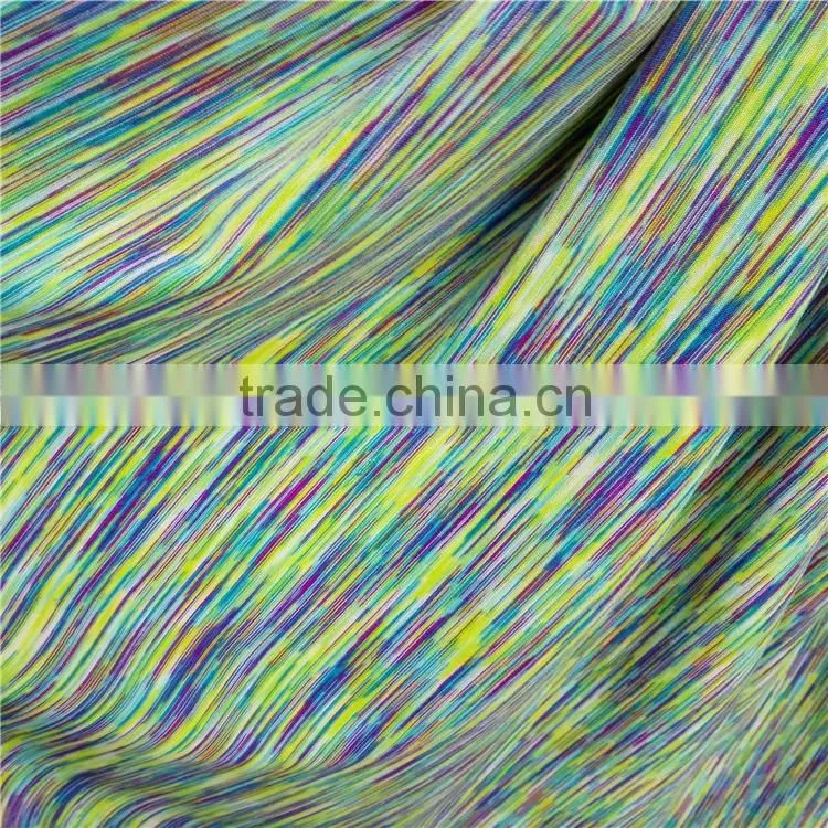 rainbow colored 4 way stretch knitted fabric used for sportswear