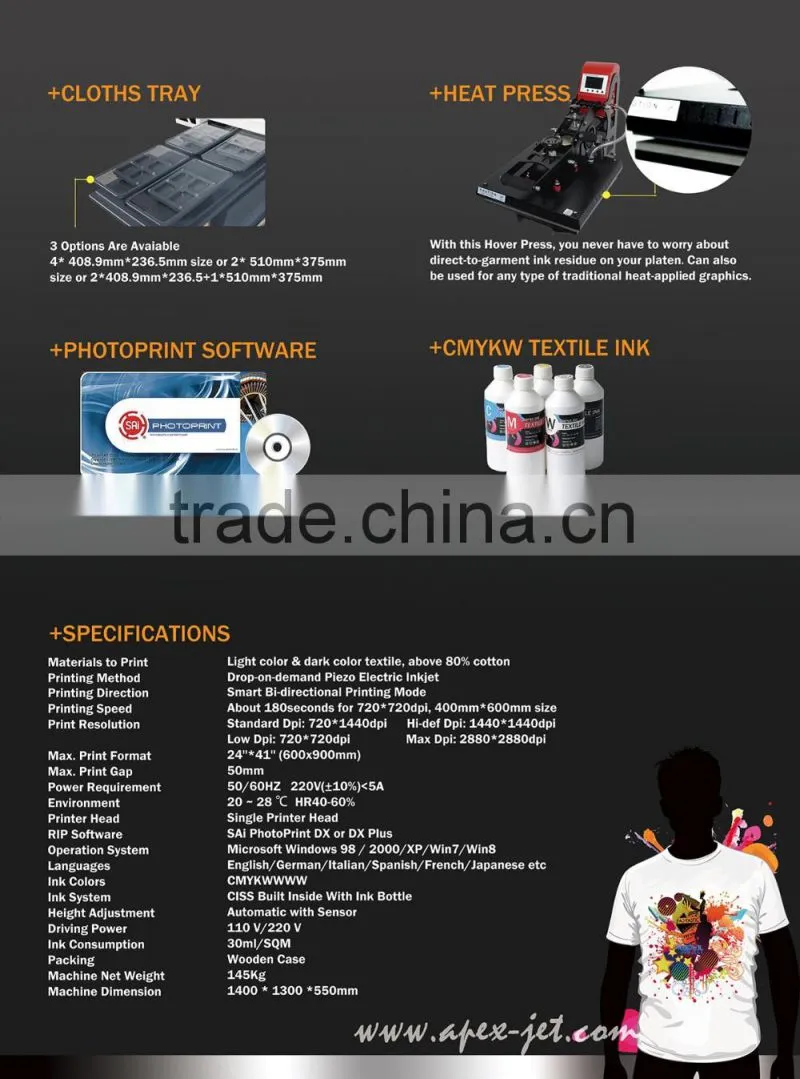 Digital Flatbed Direct to Garment T-shirt Printer
