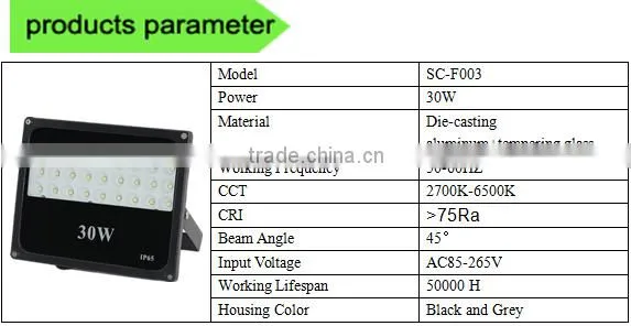 LG chips 5050 IP65 high lumen led flood light 30W