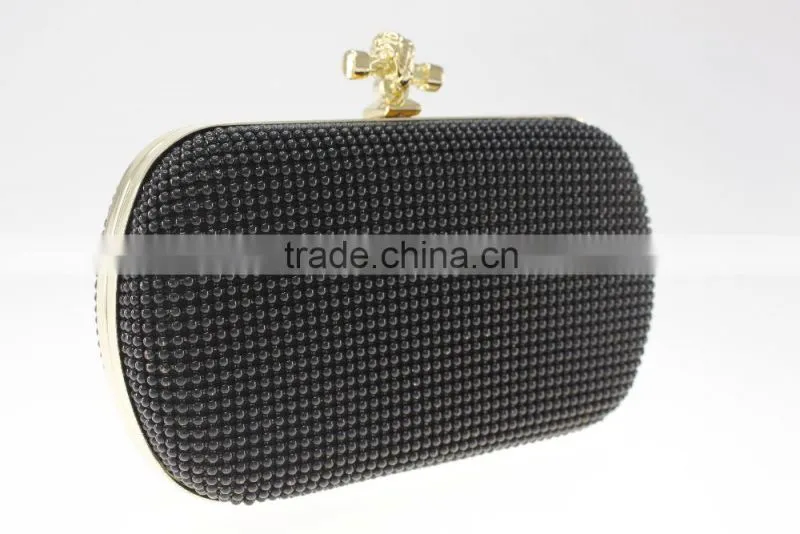 black cross shaped clasp clutch bag with mesh aluminum available color