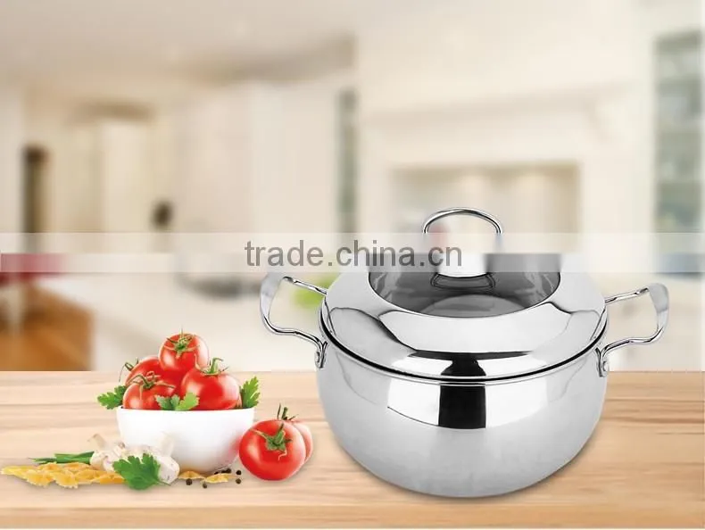 stainless steel Belly soup pot with glass lid/ Casserole set/ cooking stock pots