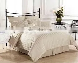 Hotel bedding set solid or white color 100% cotton stripe fabric