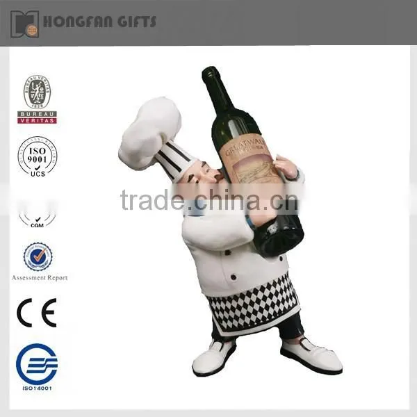 Naughty resin chef kitchenware wine bottle rack holder decoration