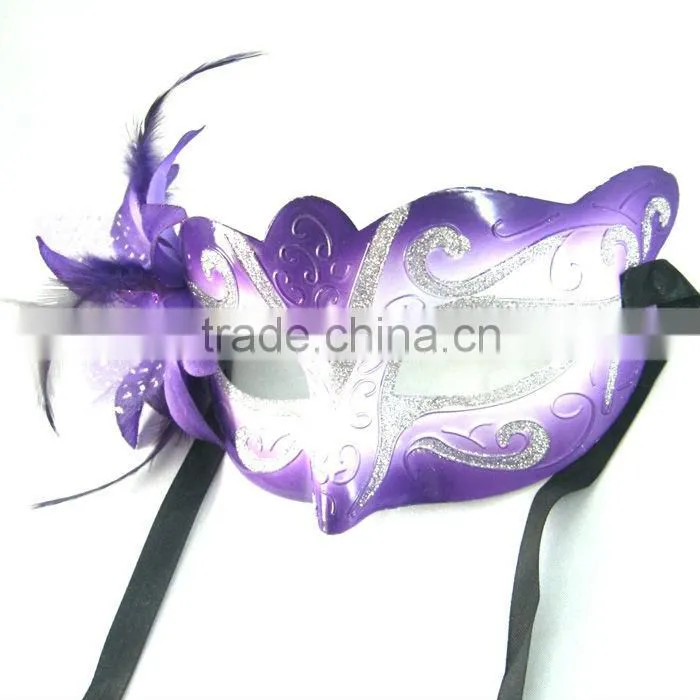Red Plastic Masquerade Mask With FLower