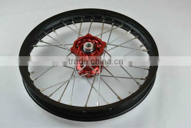 One Set Of KTM 50 Assembly Wheel With Red Color Hubs And Black Rims