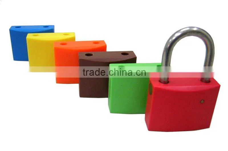 Stainless Steel Shackle Plastic Padlock with Key Different Color