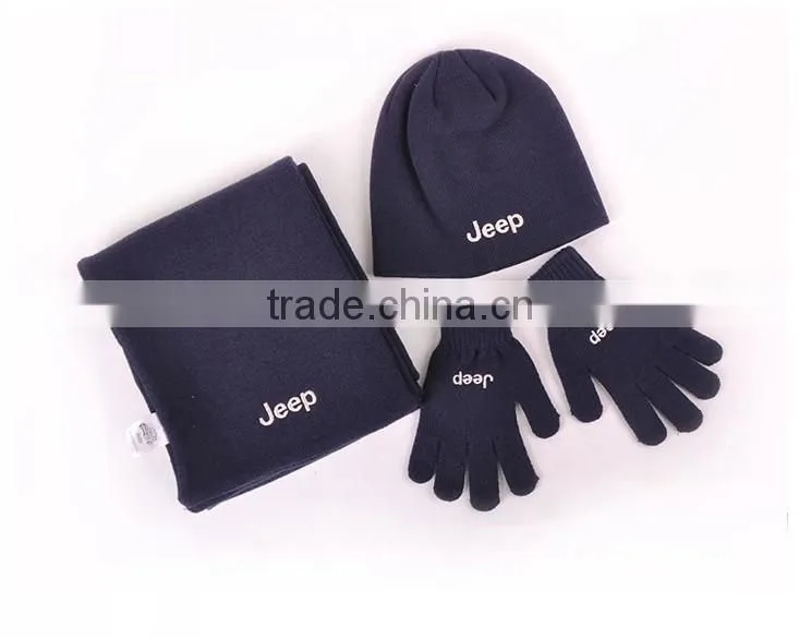 Wholesale 2013 cheap JEEP fitted knitted beanie hat Gloves and scarf
