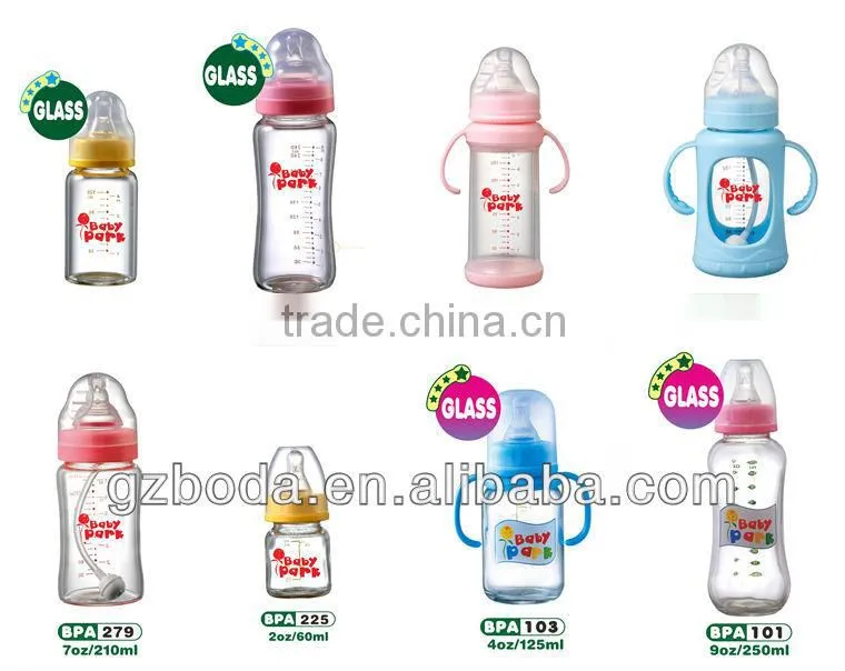 heat-resistant baby feeding glass bottle