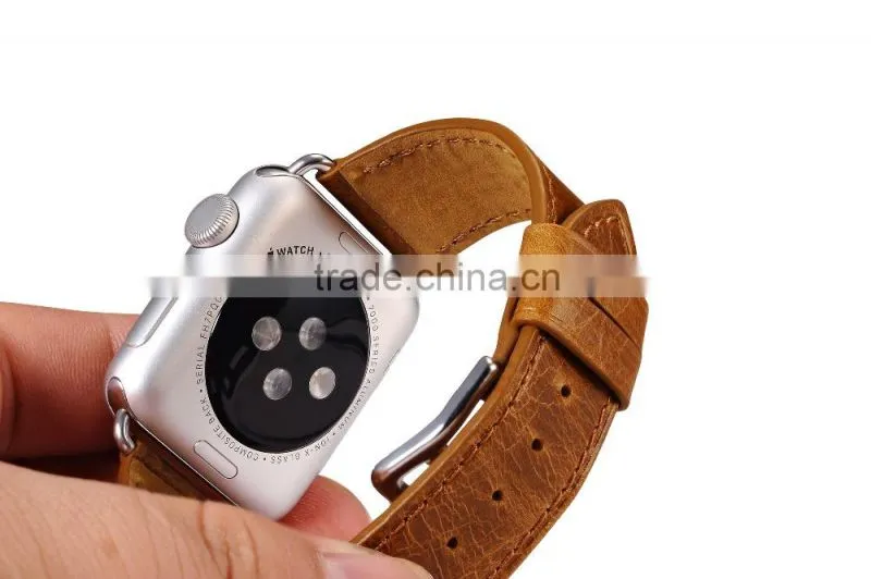 ICARER Double bukle Genuine Leather Watch Band For 38mm Apple Watch Bracelet with 3 Wear Method with watchband connector MT-4831
