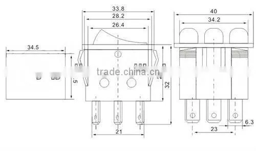 Button Red Nylon 9 Pins 20A 125V AC ON OFF pcb rocker switch