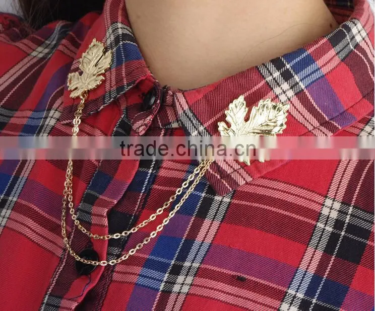 Sweater clips Maple leaf Cardigan clips collar clips Gold sweater guard brooch