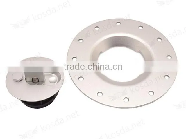 Polished finish fuel cell cap assembly gasket , 12-Bolt Flush Mount Fuel Cell Cap Assembly