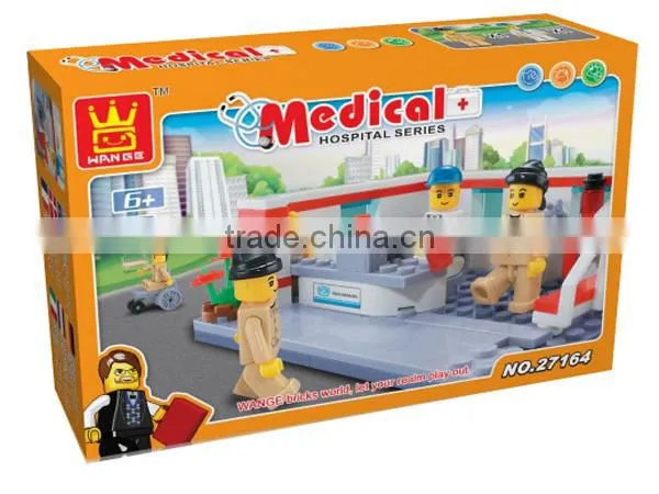 Kid happy plastic buliding block game medical hospital series