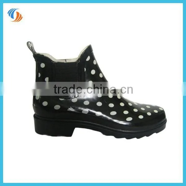 Women Printing Chelsea Boots Rubber Boots Ankle Wellies