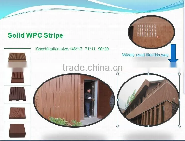 Composite decking solid with 140S20 size/wood plastic composite products
