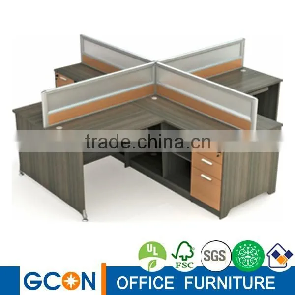 Wholesale melamine office workstation group in Elm color MDF booad and glass partition