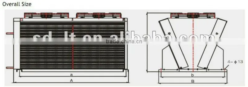 CE Certificated Refrigeration Parts FNV Type Air Cooled Condenser Air Side Outlet for Cold Room,Quick Freezing