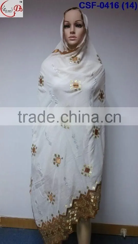 SCF-0416 High popular hot fashion ladies scarf with fancy design good quality for African women wedding party decoration
