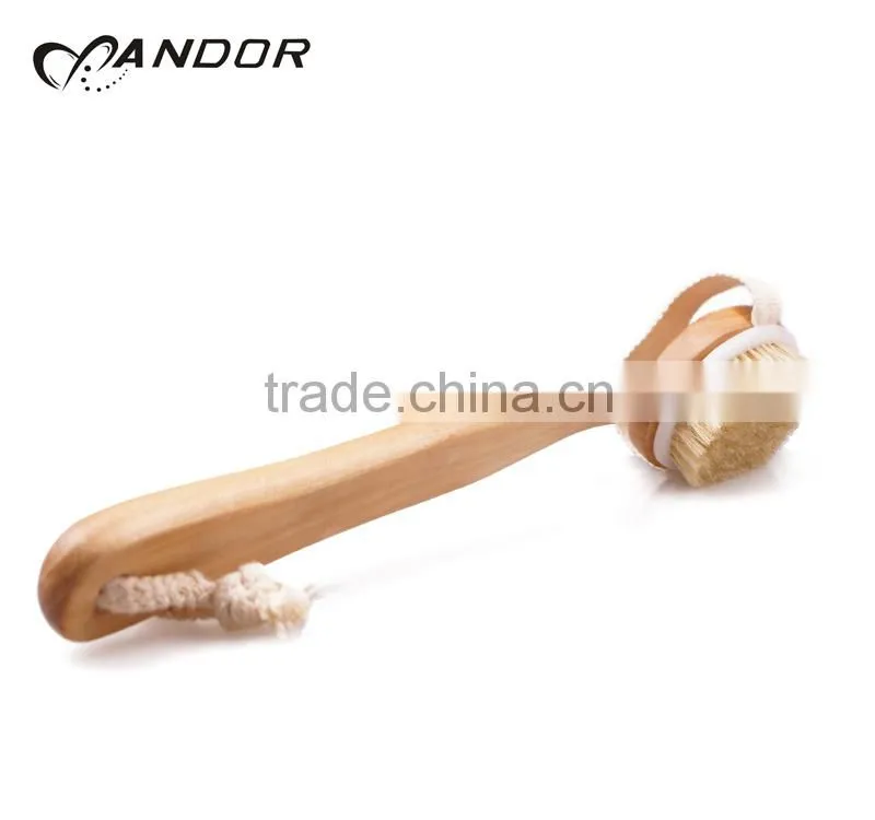 Natural bristle detachable wooden handle bath brush