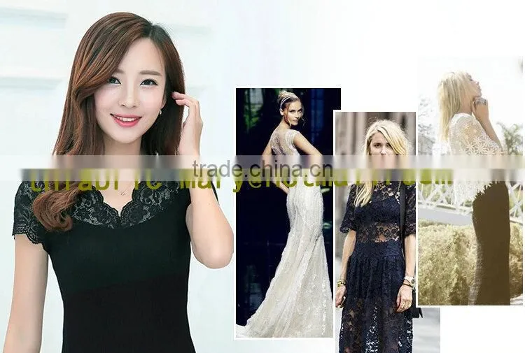 latest beautiful lace fabric for white color wedding dress TH-8859