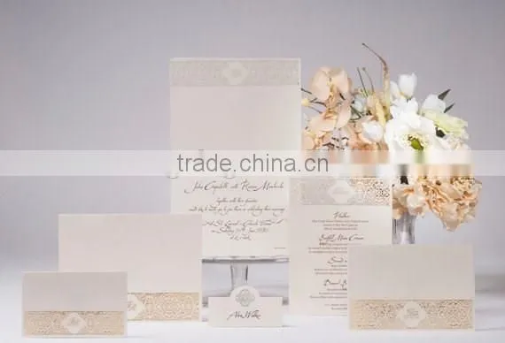 Intricate Laser Cut Lace White Personalised Luxury Wedding Day Invitation