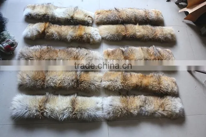 Wholesale Factory price natural color real coyote fur collar trimming/fox fur strips