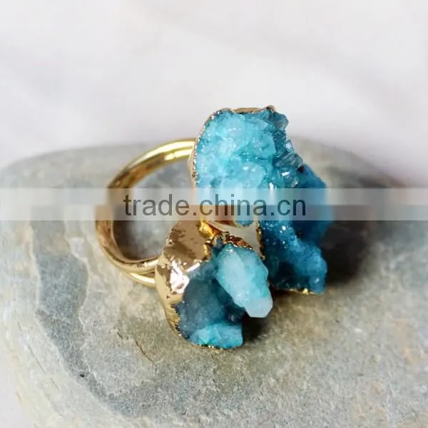 Alloy citrine druzy agate ring