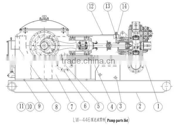 LW446 Mud Pump Single-acting Triplex Pump328 KW(440 Hp)
