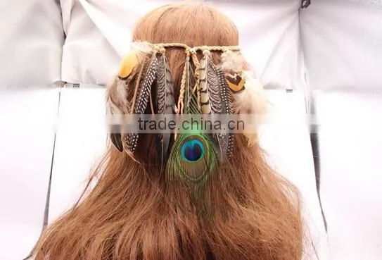 Tribe Feather Beads Headbands Headdress Carnival Headpieces Waistband Hairband