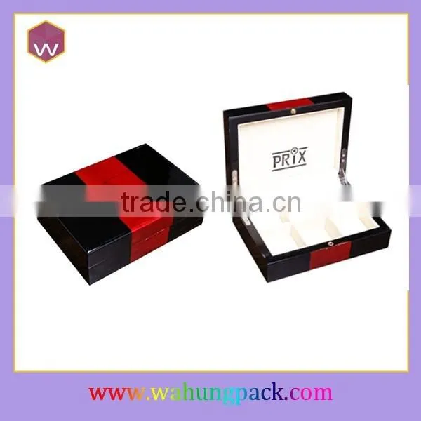 Single Pair of Wooden Box For Cufflink Gift With Quality Brown Glossy Finish