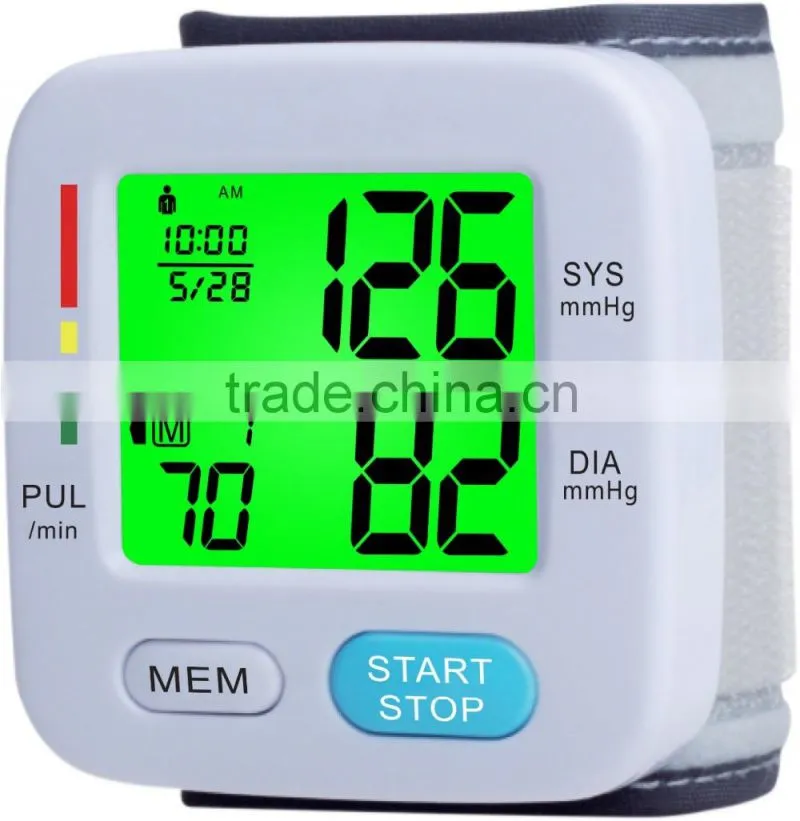 New professional wrist blood pressure monitor with backlight