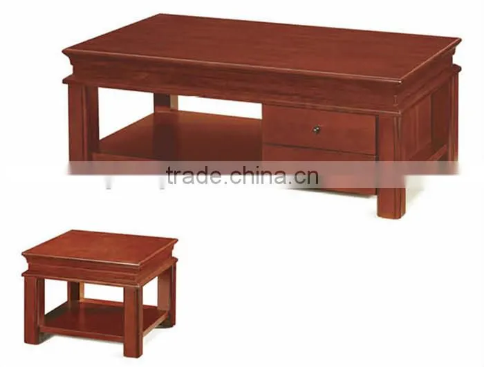 Fashionable wooden tea table with two small drawers