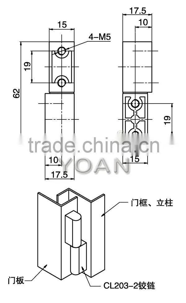 Black painting coated zinc die-casting door hinge