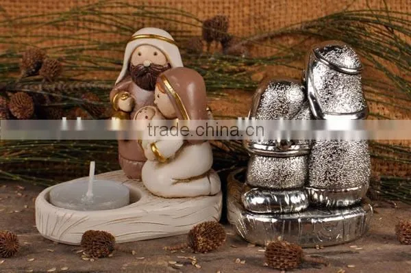 Polyresin nativity set candlestick