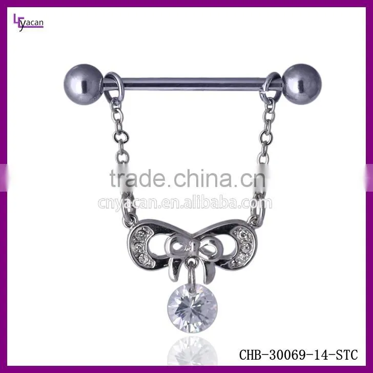 New Design Bowknot Dangling Sex Gay Nipple Piercing