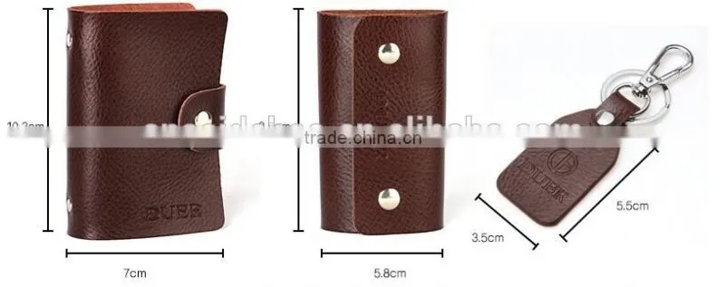 Factory Direct Sale High Quality Gift Leather Card Holder+ Key bag+Key Chain With Gift Box