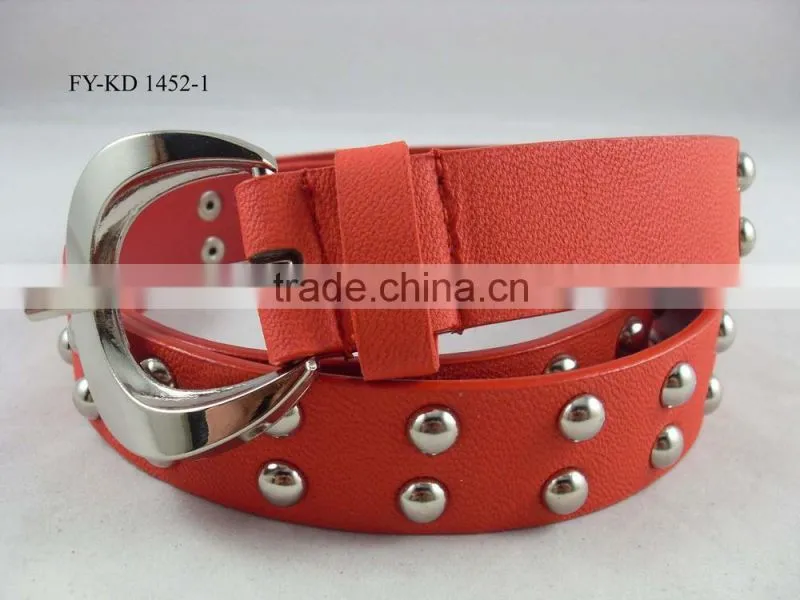 2.5cm red rivet metal studded belt