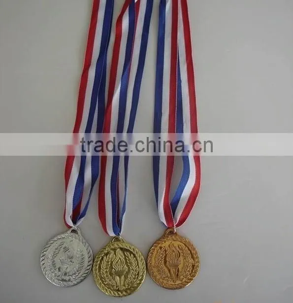 soft enamel medallion with ribbon,gold plated metal medal