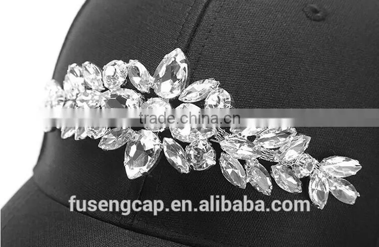 Snapback Hat Cap Ball Cap Women Bling Hats Retro Distressed Crystal Blue Denim Men Baseball Cap Rhinestones Hat