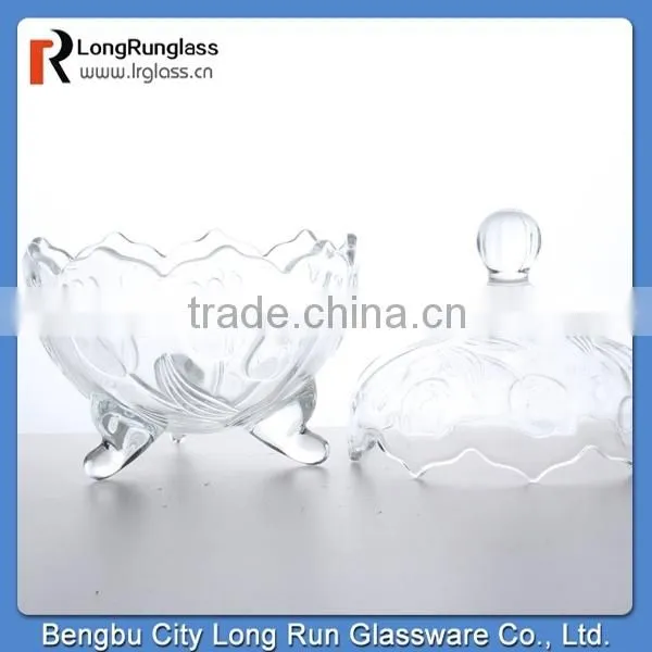 LongRun personalized rose bud design tripod glass candy dish