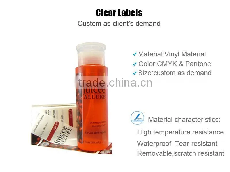 Customed High Quality Clear Labels With Vinyl Material Manufacturer