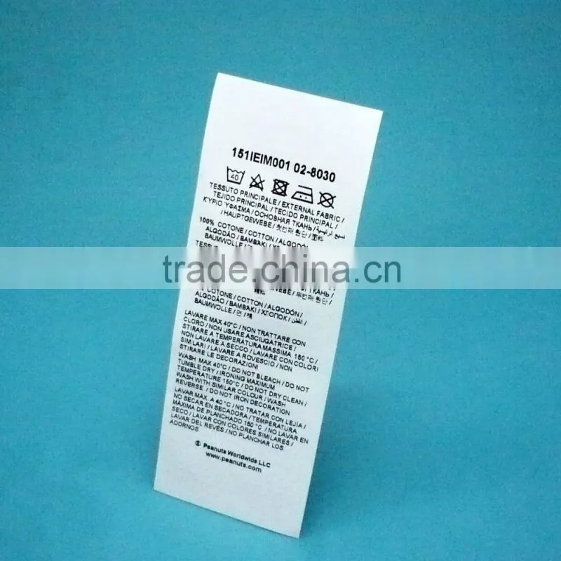 Polyester Care Label For Garment