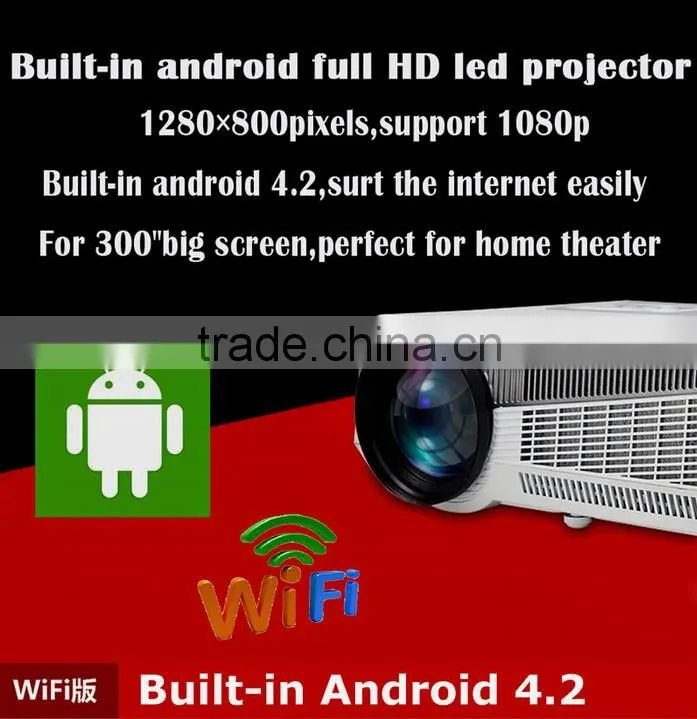 cheapest factory price! 3000 Lumens, 1080P LED projector with android WIFI for home use/bars