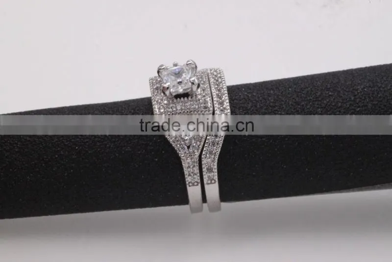 fashion 925 silver jewelry two set pave setting ring