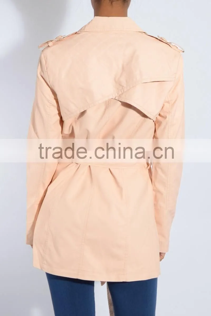 High quality belt waist new model design wind coat