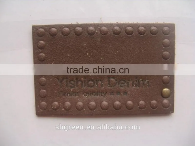 Washable leather jeans tags