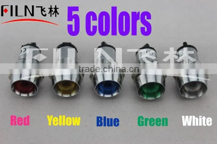 FILN 16mm diameter 12V Yellow metal led indicator light