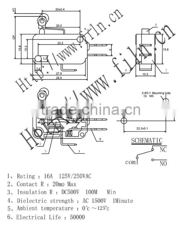 FILN 16A 125V/250V AC Green rotary limit switches